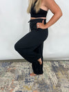 The Take It Easy Lounge Pants - Black Hight Waist Drawstring Wide Leg Pants