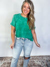 Washed Short-Sleeve Top - Kelly Green