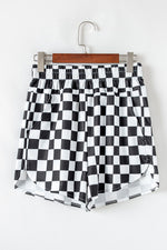 Checkered Print High Waist Casual Shorts