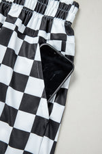 Checkered Print High Waist Casual Shorts