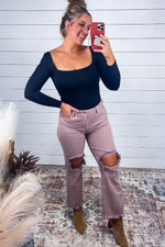 Loved By You - Square Neck Bodysuit {Black, Brown, Hunter Green}
