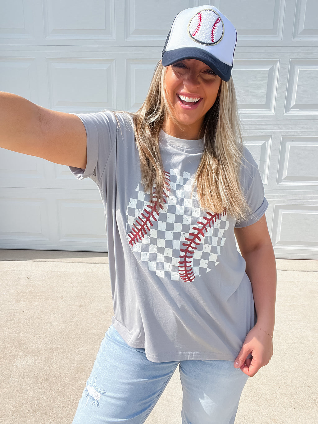 Checkered Baseball Graphic Tee