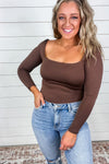 Loved By You - Square Neck Bodysuit {Black, Brown, Hunter Green}