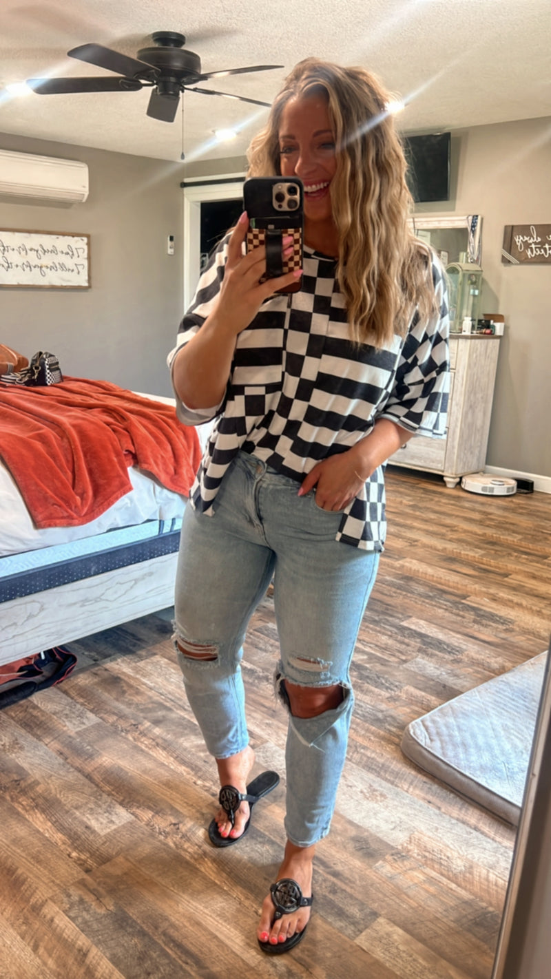 Checkered & Stripe Top