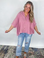 Coastal Breeze Button Down - Light Rose