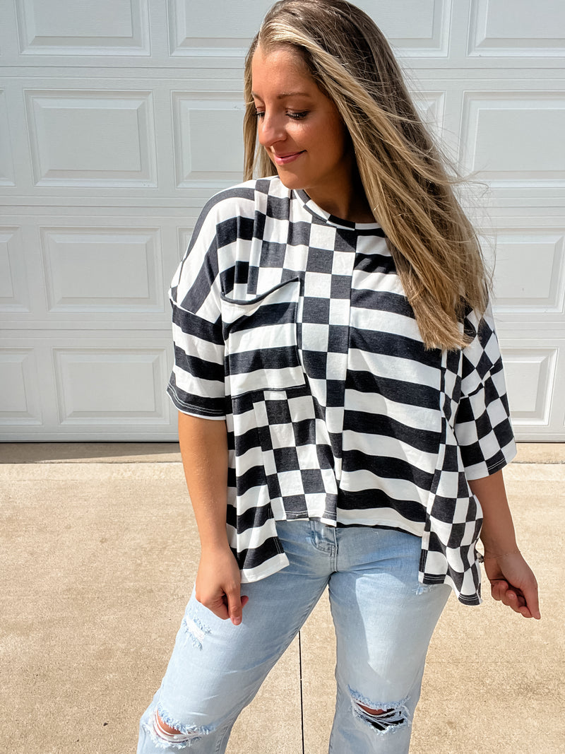 Checkered & Stripe Top