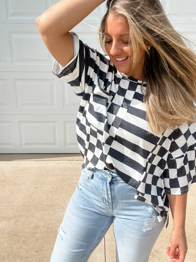 Checkered & Stripe Top