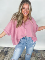 Coastal Breeze Button Down - Light Rose