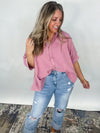 Coastal Breeze Button Down - Light Rose