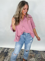 Coastal Breeze Button Down - Light Rose