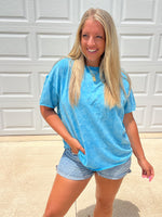 Just My Type Mineral Wash Relaxed Top in Deep Sky