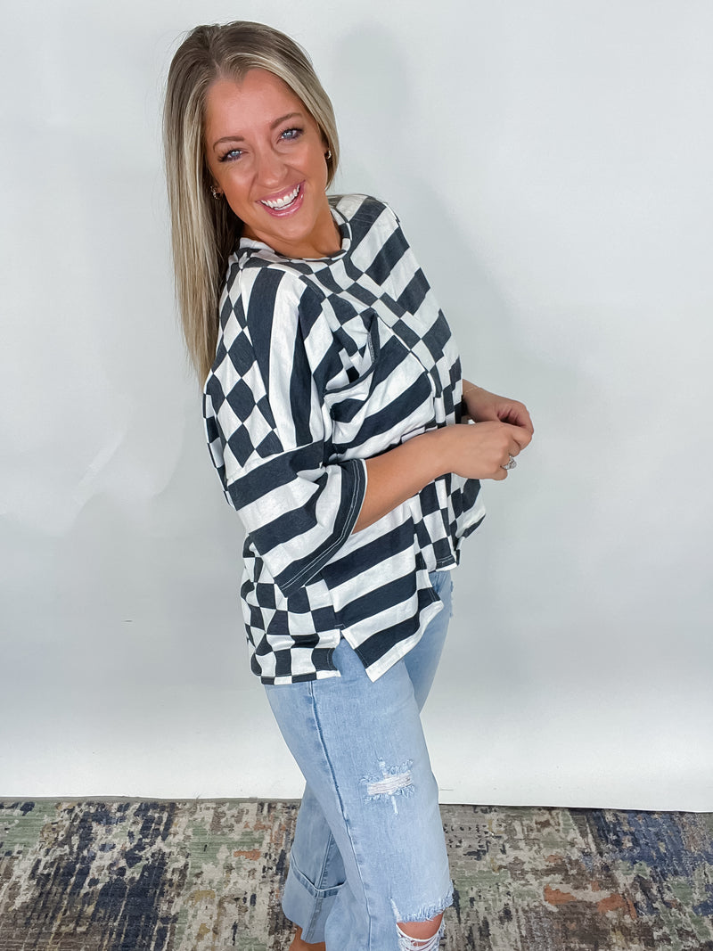 Checkered & Stripe Top