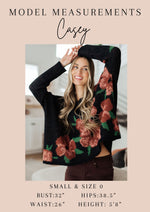 Stitched with Love V-Neck Top in Ivory and Red