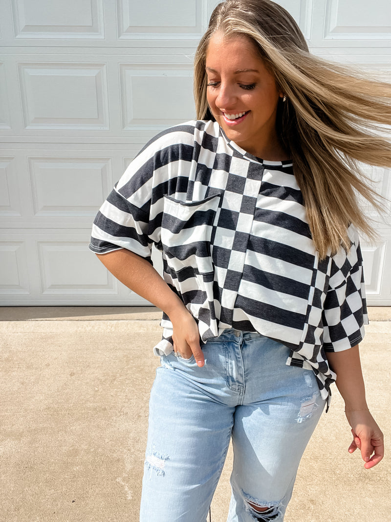 Checkered & Stripe Top