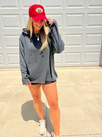 Keep It Comfy - Black Oversized Hooded Long-sleeve Top