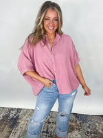 Coastal Breeze Button Down - Light Rose