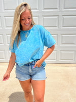 Just My Type Mineral Wash Relaxed Top in Deep Sky