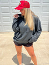 Keep It Comfy - Black Oversized Hooded Long-sleeve Top