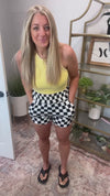 Checkered Print High Waist Casual Shorts