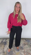 The Take It Easy Lounge Pants - Black Hight Waist Drawstring Wide Leg Pants