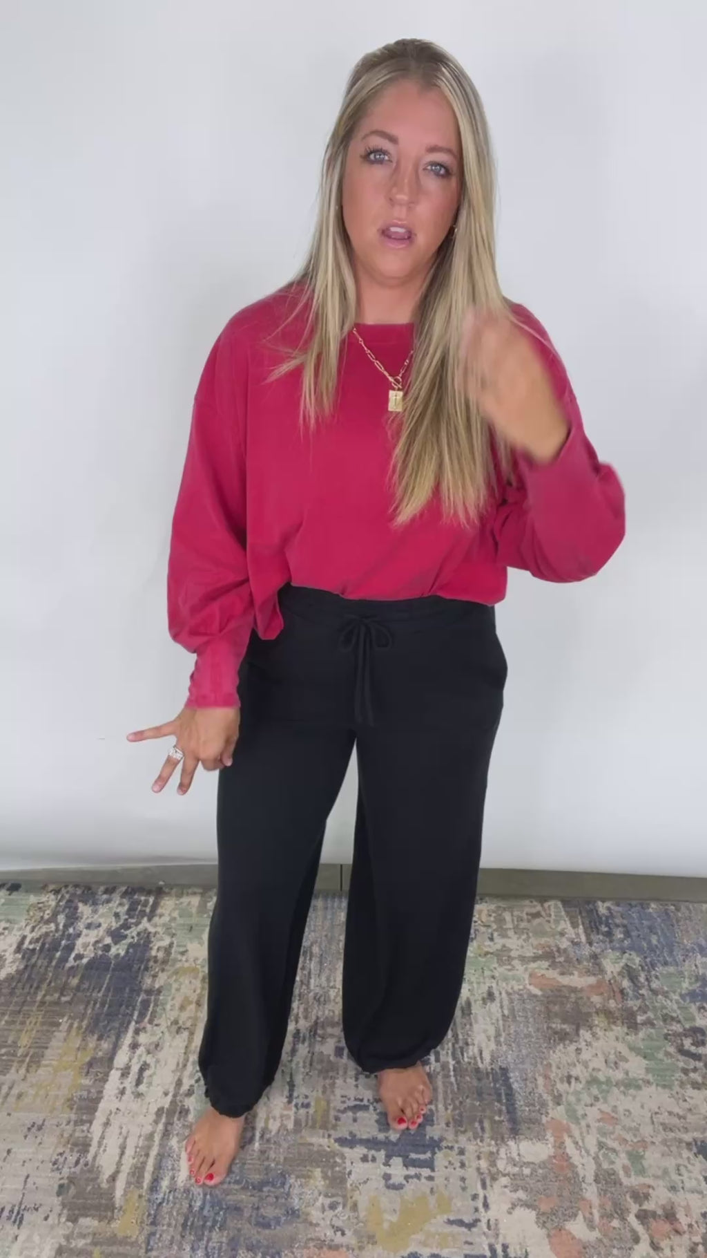The Take It Easy Lounge Pants - Black Hight Waist Drawstring Wide Leg Pants