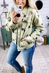 Seeing Stars- Olive Jacket w/ Black Stars