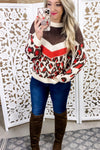 Sweater PURfection- Red/Brown/Cream Leopard Sweater