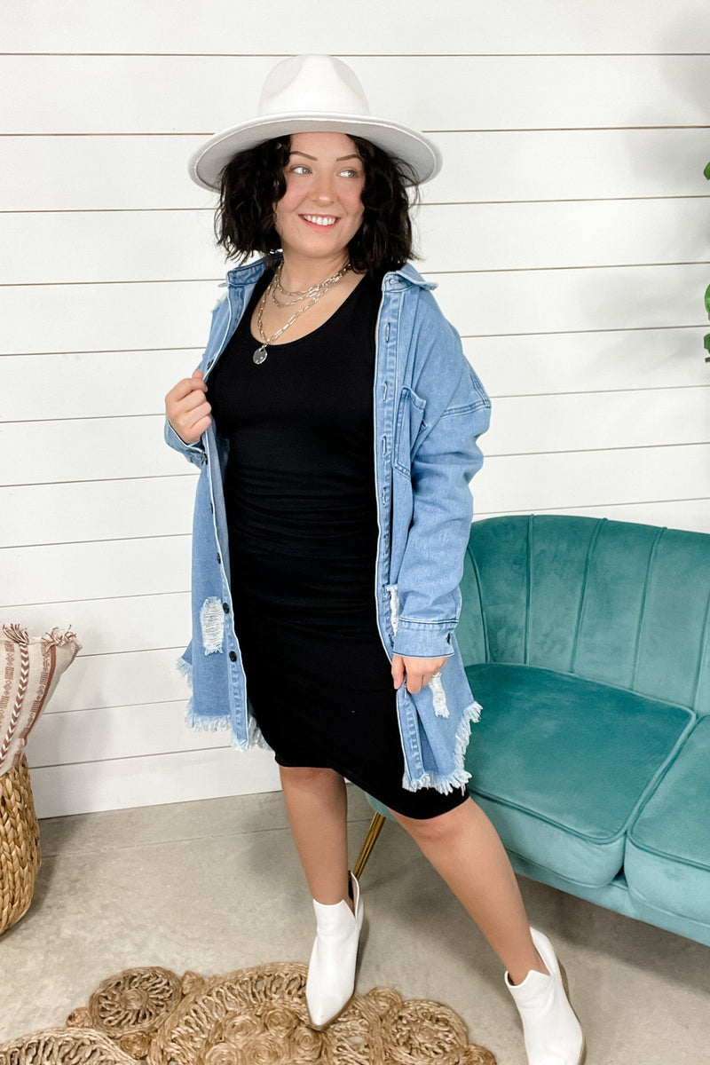 Rushing To You- Black Ruched Sleeveless Dress