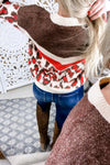 Sweater PURfection- Red/Brown/Cream Leopard Sweater