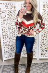 Sweater PURfection- Red/Brown/Cream Leopard Sweater
