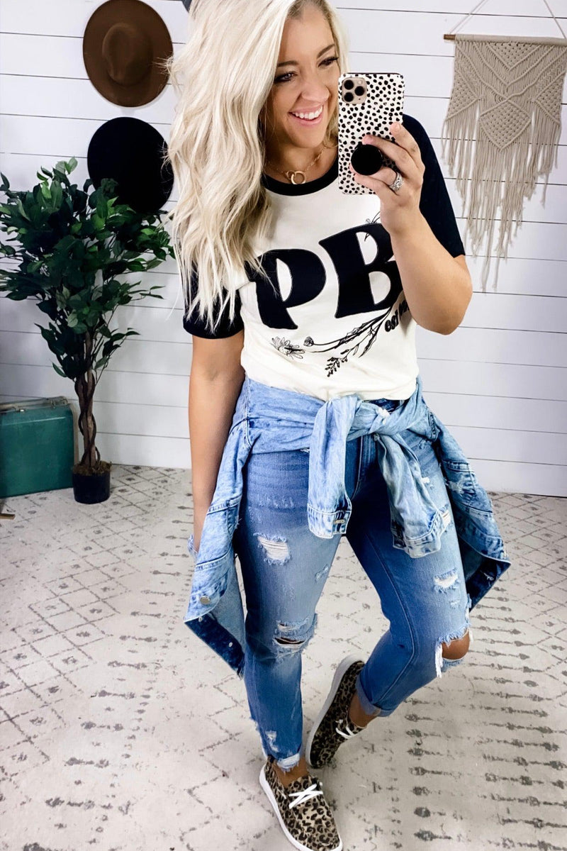 PB EST. 2016 Cream & Black Tee