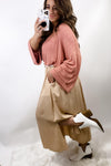 Side Hustle- Beige Maxi Skirt w/ Side Slits & Pockets