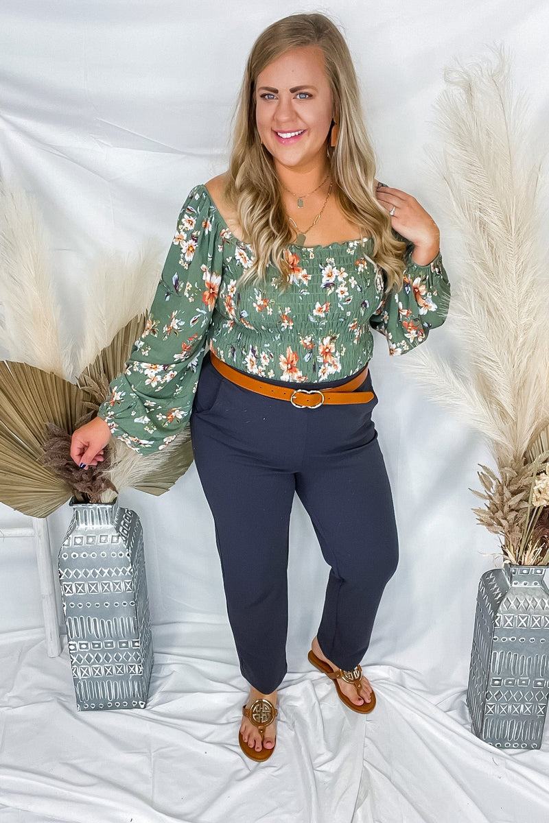 Down To Business- {Black & Gray} Stretchy Pull-On Dress Pants w/ Pockets