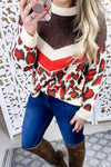 Sweater PURfection- Red/Brown/Cream Leopard Sweater