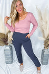 Down To Business- {Black & Gray} Stretchy Pull-On Dress Pants w/ Pockets
