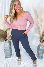 Down To Business- {Black & Gray} Stretchy Pull-On Dress Pants w/ Pockets