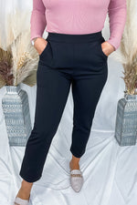 Down To Business- {Black & Gray} Stretchy Pull-On Dress Pants w/ Pockets
